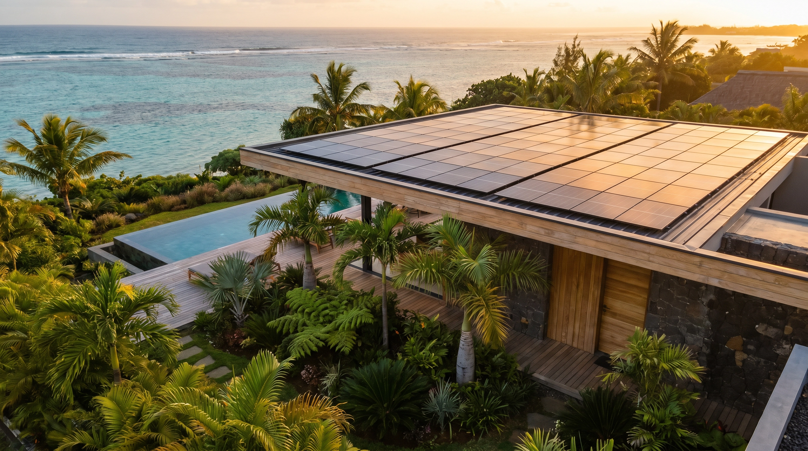 Solar panels on Mauritian villa
